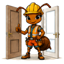 SkyBase ant mascot illustrating Doors and Windows