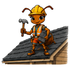SkyBase ant mascot illustrating Roofing
